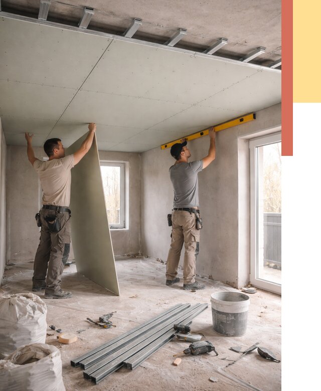 Одноуровневый потолок из гипсокартона в Когалыме от 775 руб. — монтаж под ключ | ОТДЕЛОЧНИК-Кгл