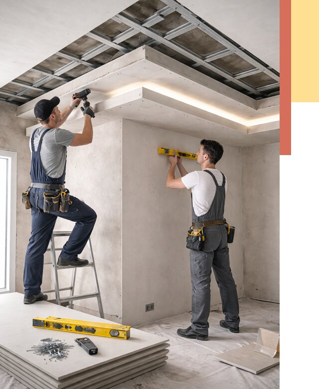 Двухуровневый потолок из гипсокартона в Когалыме от 1499 руб. под ключ | ОТДЕЛОЧНИК-Кгл