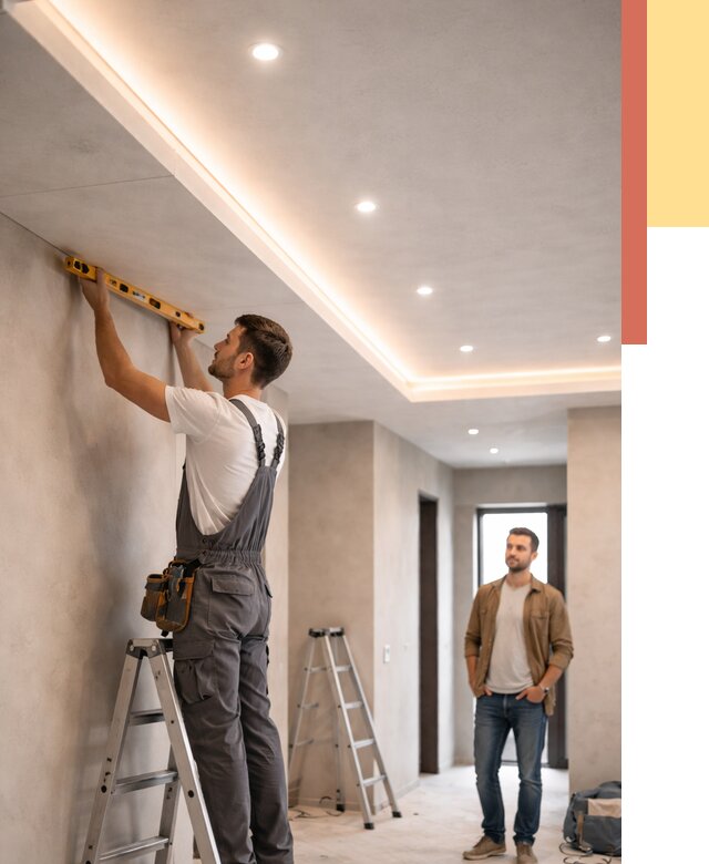 Потолок из гипсокартона с подсветкой в Когалыме от 775 руб./м2 под ключ | ОТДЕЛОЧНИК-Кгл