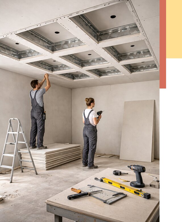 Кессонный потолок из гипсокартона в Когалыме от 1913 руб. — монтаж и под ключ | ОТДЕЛОЧНИК-Кгл