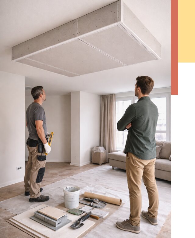 Короб на потолке из гипсокартона в Когалыме от 2274 руб. — монтаж и услуги под ключ | ОТДЕЛОЧНИК-Кгл