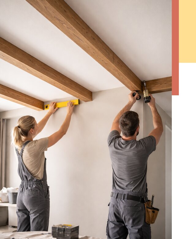 Монтаж декоративных балок на потолок в Когалыме от 4342 руб. — ОТДЕЛОЧНИК-Кгл